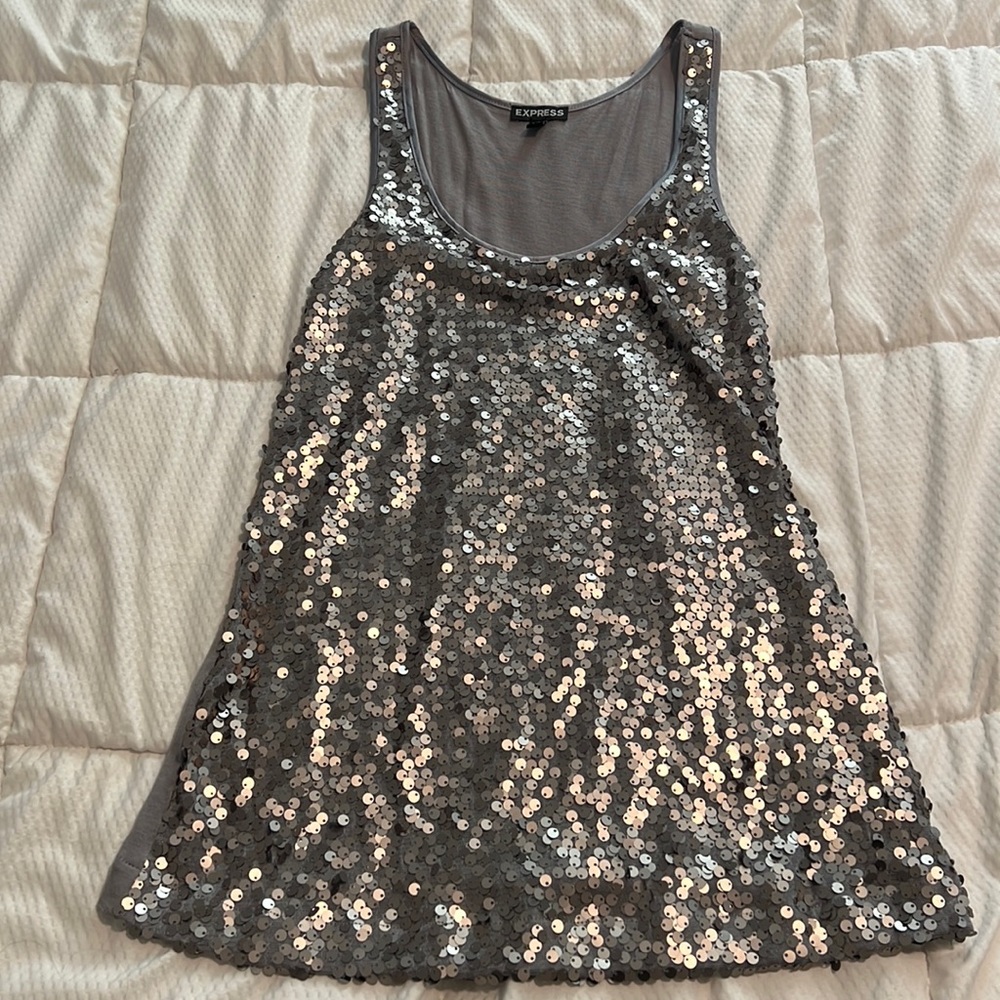 Silver sequence tank top